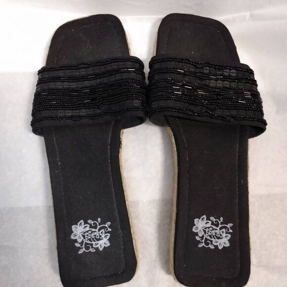 NWOT Ragg Footwear Beaded Upper Espadrille Flat Black size 10 - Picture 3 of 8